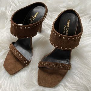 YSL brown suede heel